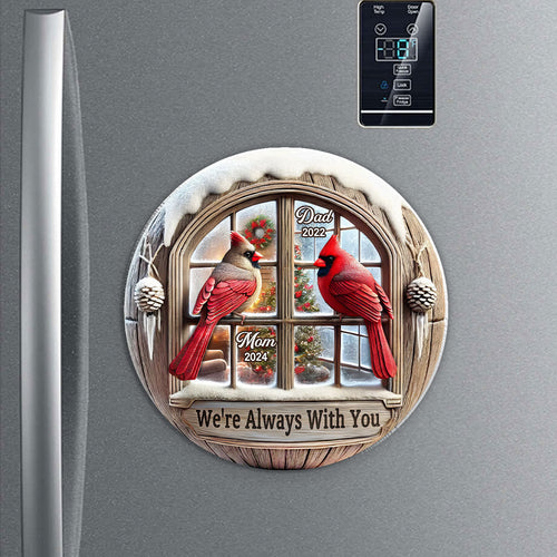 Memorial Cardinal Outside Window Remembrance Keepsake Sympathy Gift Personalized Acrylic Fridge Magnet