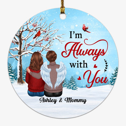 Berry Tree Cardinal In Snow Memorial Personalized Circle Ornament