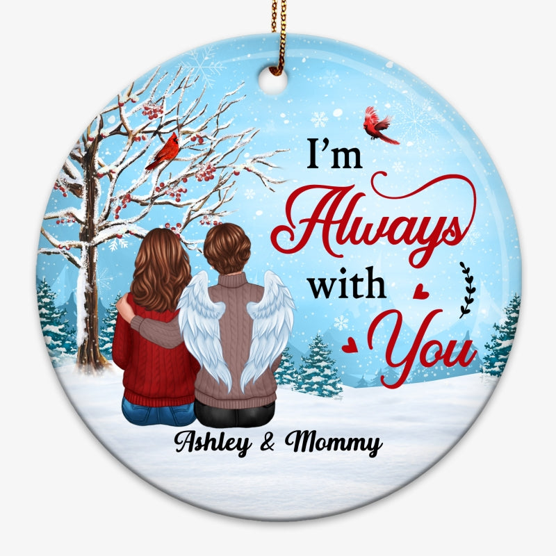 Berry Tree Cardinal In Snow Memorial Personalized Circle Ornament