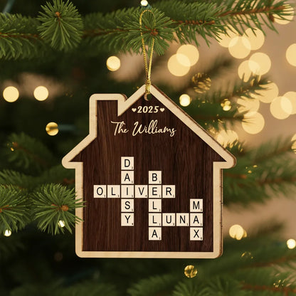 Personalized Family House Crossword Art Scrabble Wood Ornament