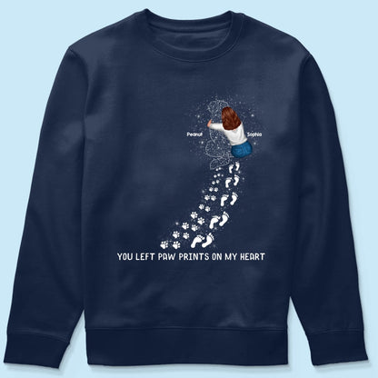 You Left Paw Prints On My Heart Dog Memorial Keepsake Personalized Shirt