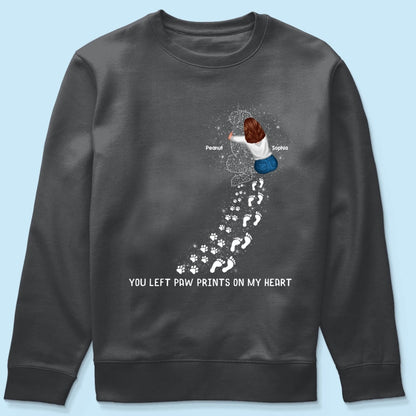 You Left Paw Prints On My Heart Dog Memorial Keepsake Personalized Shirt