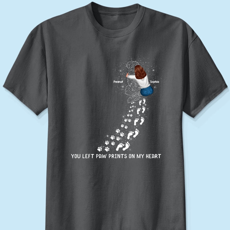 You Left Paw Prints On My Heart Dog Memorial Keepsake Personalized Shirt