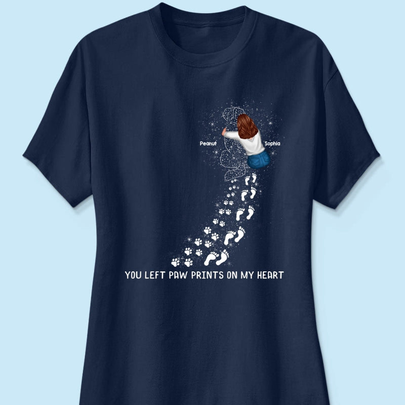 You Left Paw Prints On My Heart Dog Memorial Keepsake Personalized Shirt