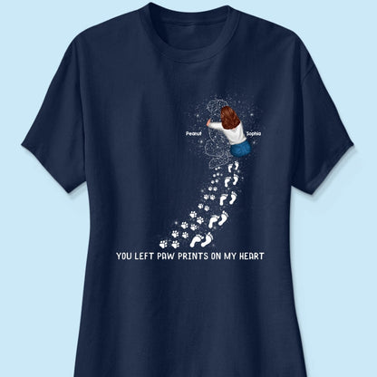 You Left Paw Prints On My Heart Dog Memorial Keepsake Personalized Shirt