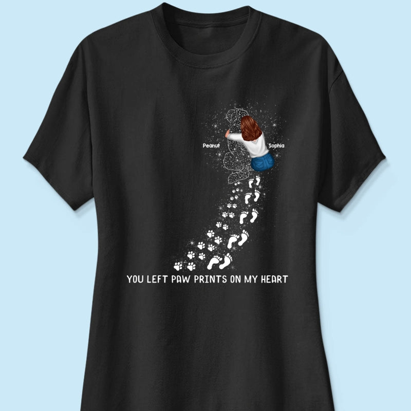 You Left Paw Prints On My Heart Dog Memorial Keepsake Personalized Shirt