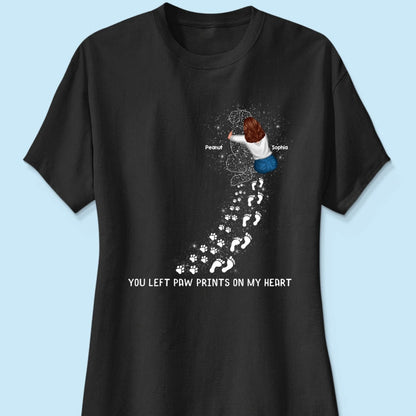 You Left Paw Prints On My Heart Dog Memorial Keepsake Personalized Shirt