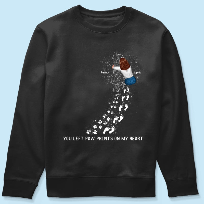 You Left Paw Prints On My Heart Dog Memorial Keepsake Personalized Shirt