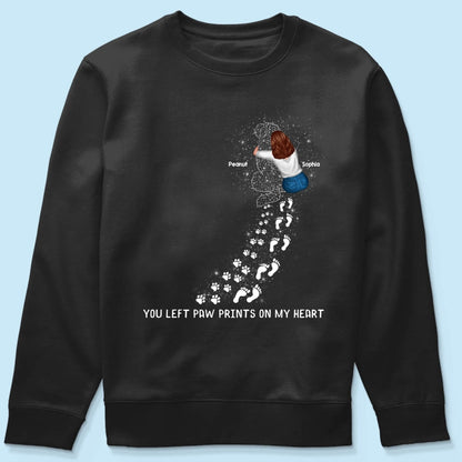 You Left Paw Prints On My Heart Dog Memorial Keepsake Personalized Shirt