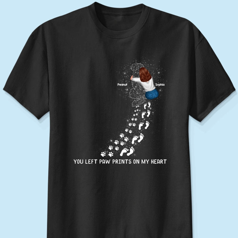 You Left Paw Prints On My Heart Dog Memorial Keepsake Personalized Shirt