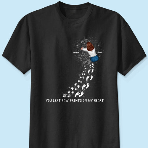 You Left Paw Prints On My Heart Dog Memorial Keepsake Personalized Shirt