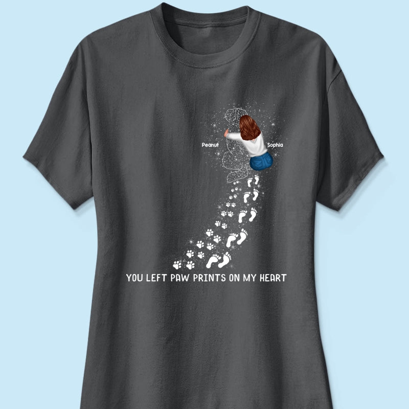 You Left Paw Prints On My Heart Dog Memorial Keepsake Personalized Shirt