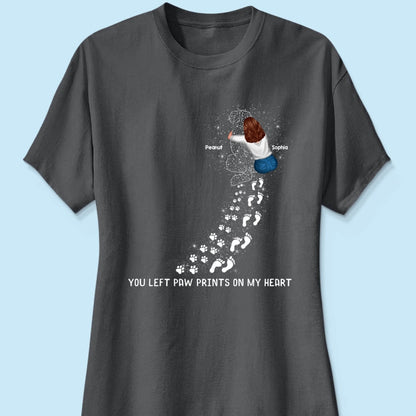 You Left Paw Prints On My Heart Dog Memorial Keepsake Personalized Shirt