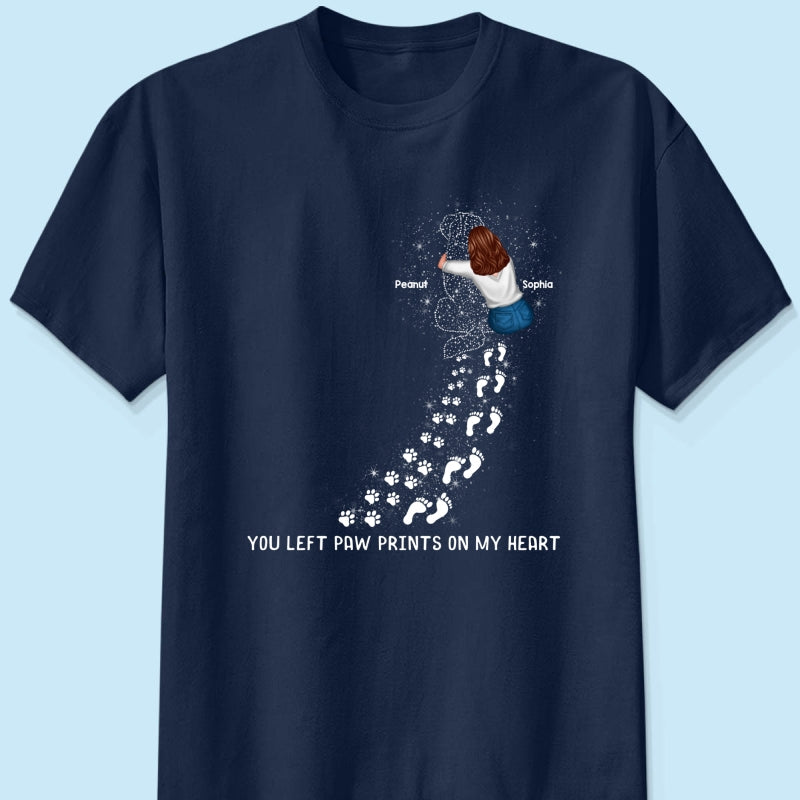 You Left Paw Prints On My Heart Dog Memorial Keepsake Personalized Shirt