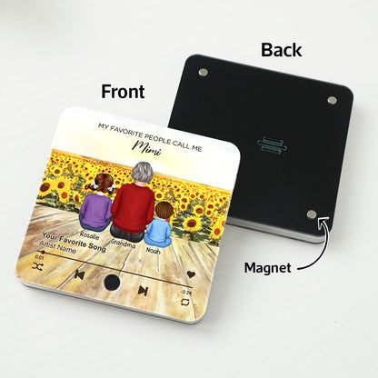 My Favorite People Call Me Nana Sunflower Field Personalized Music Fridge Magnet, Perfect Mother's Day Gift For Nana, Grandma