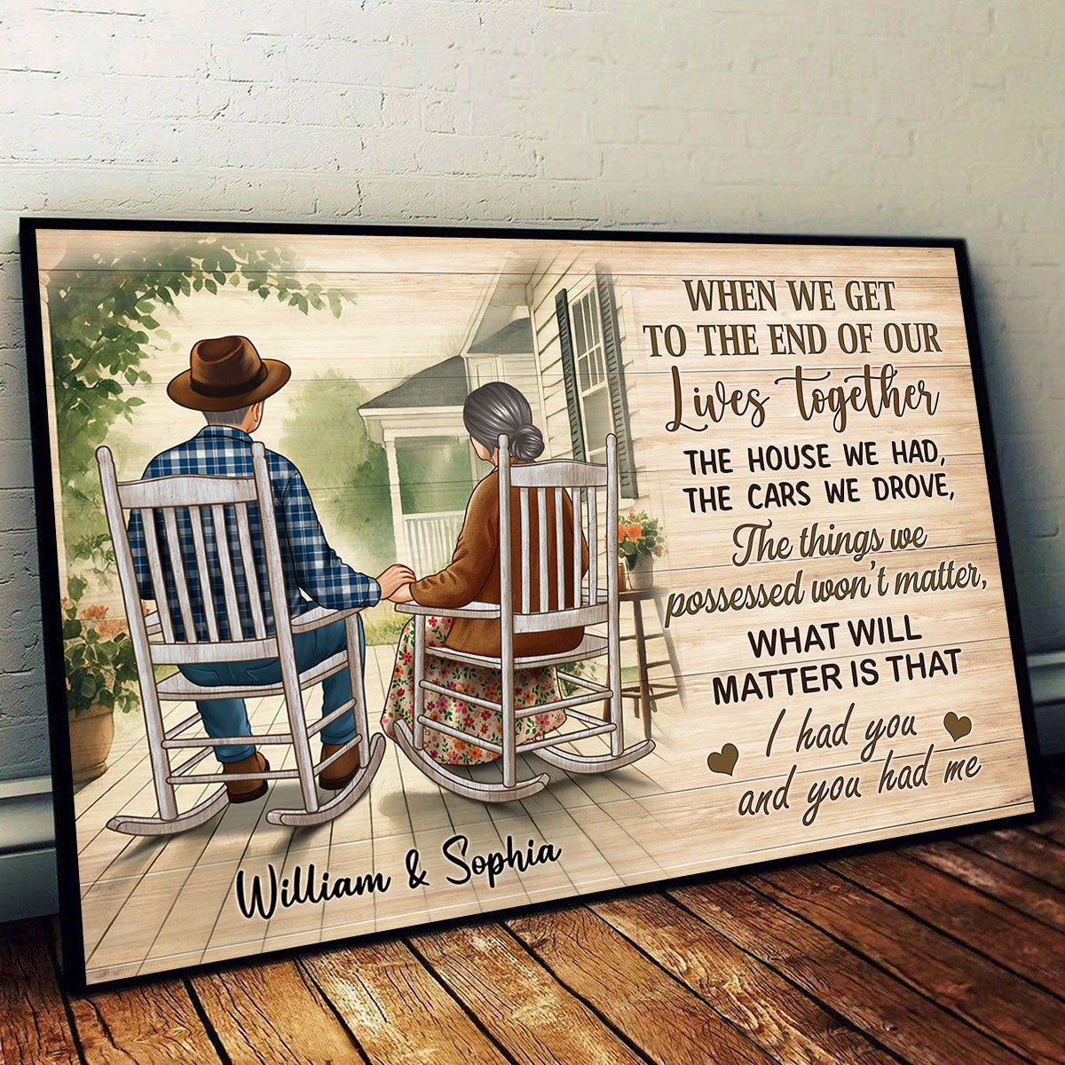 Old Couple Sitting On The Porch Personalized Poster, Heartfelt Gift For Couple, For Him, For Her, Husband, Wife