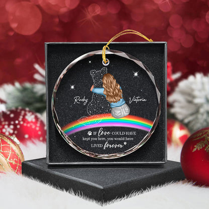 Rainbow Bridge Dog Memorial Pet Loss Keepsake Personalized Glass Ornament
