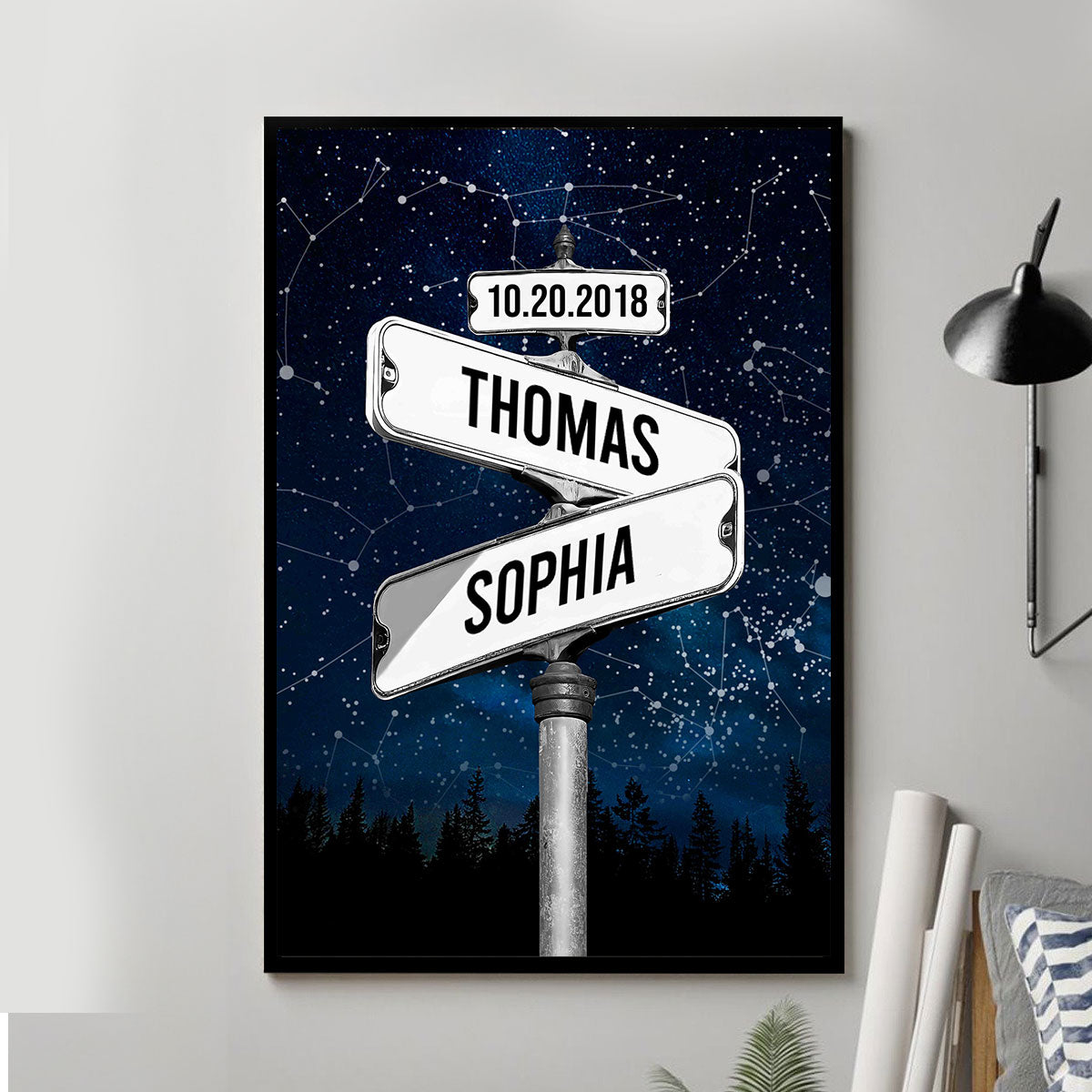 Couple Constellation Custom Star Map Street Sign Personalized Poster, Perfect Home Decor, Engagement Gift Wedding Gift Anniversary Gift For Couple