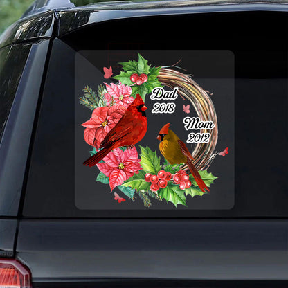 Cardinals Wreath Memorial Personalized Decal