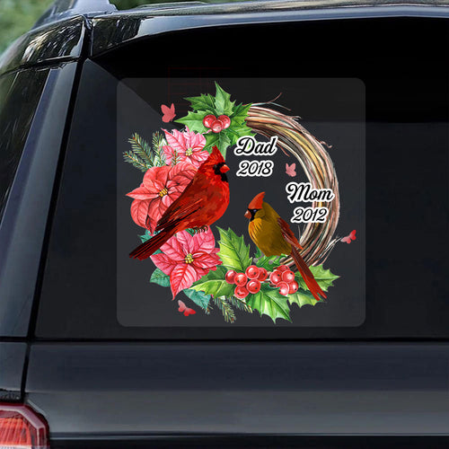 Cardinals Wreath Memorial Personalized Decal