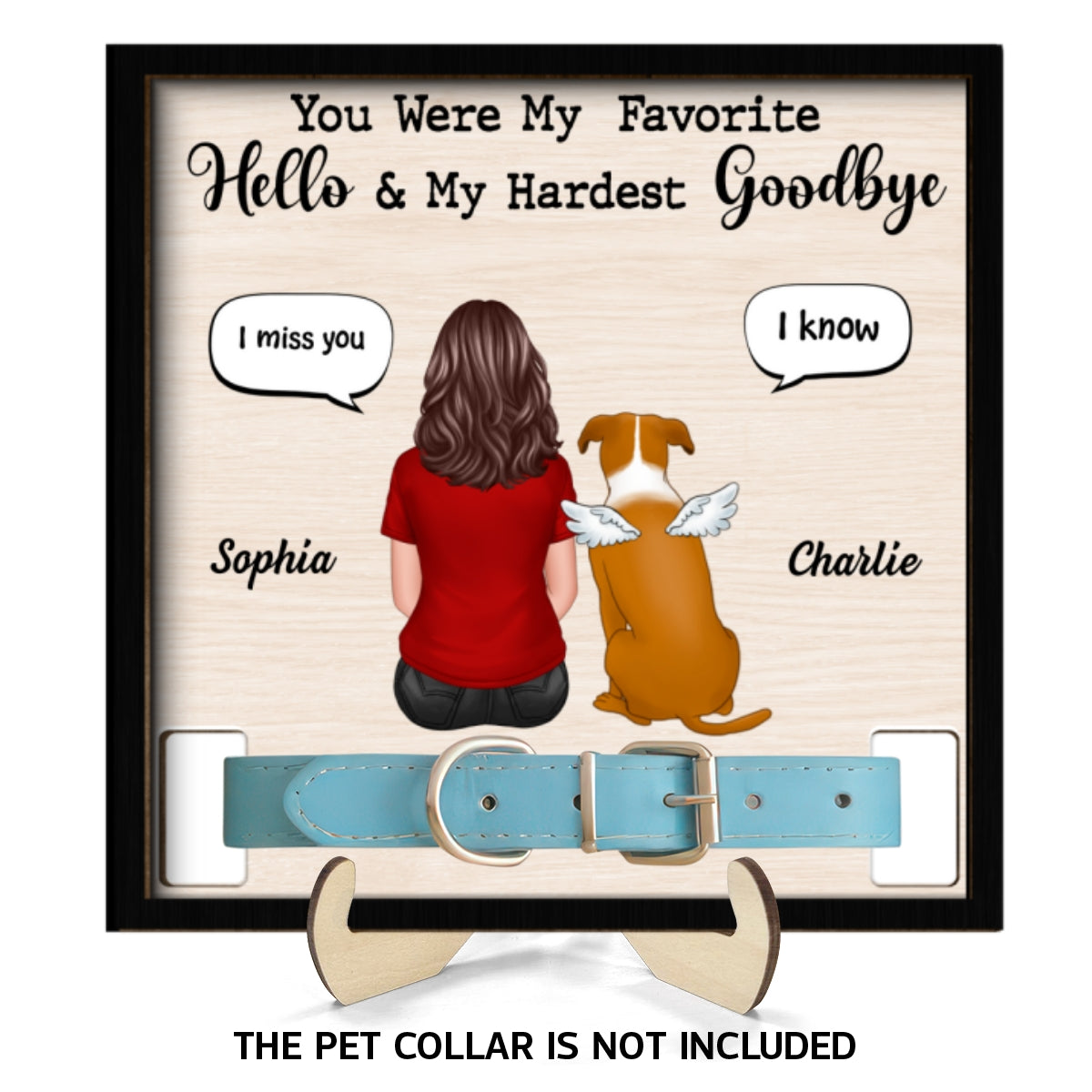I Miss You Memorial Conversation Dog Cat Pet Loss Remembrance Gift Collar Keepsake Sympathy Gift Personalized Wooden Pet Collar Holder