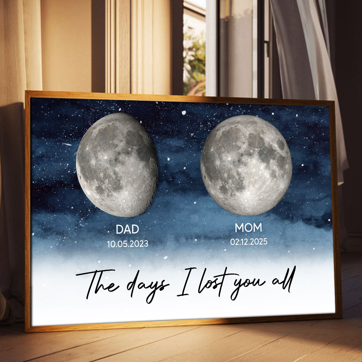 Starry Night Custom Date Moon Phase Dad Mom Memorial Personalized Poster, Rememberance Gift, Sympathy Gift