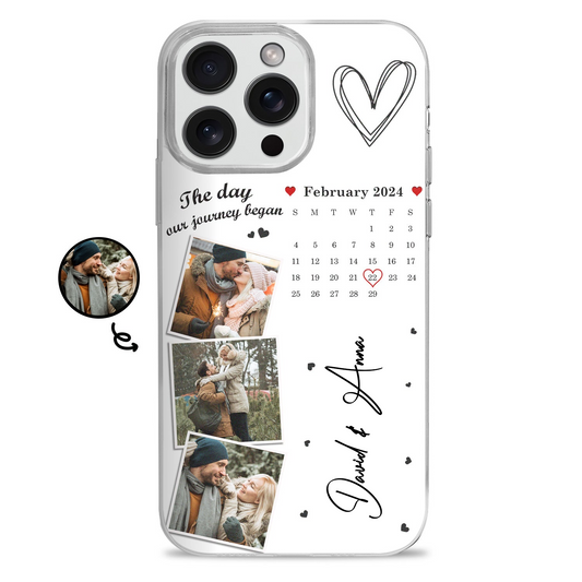 Couple - Custom Photo Calendar The Day Our Journey Began - Personalized Clear Phone Case