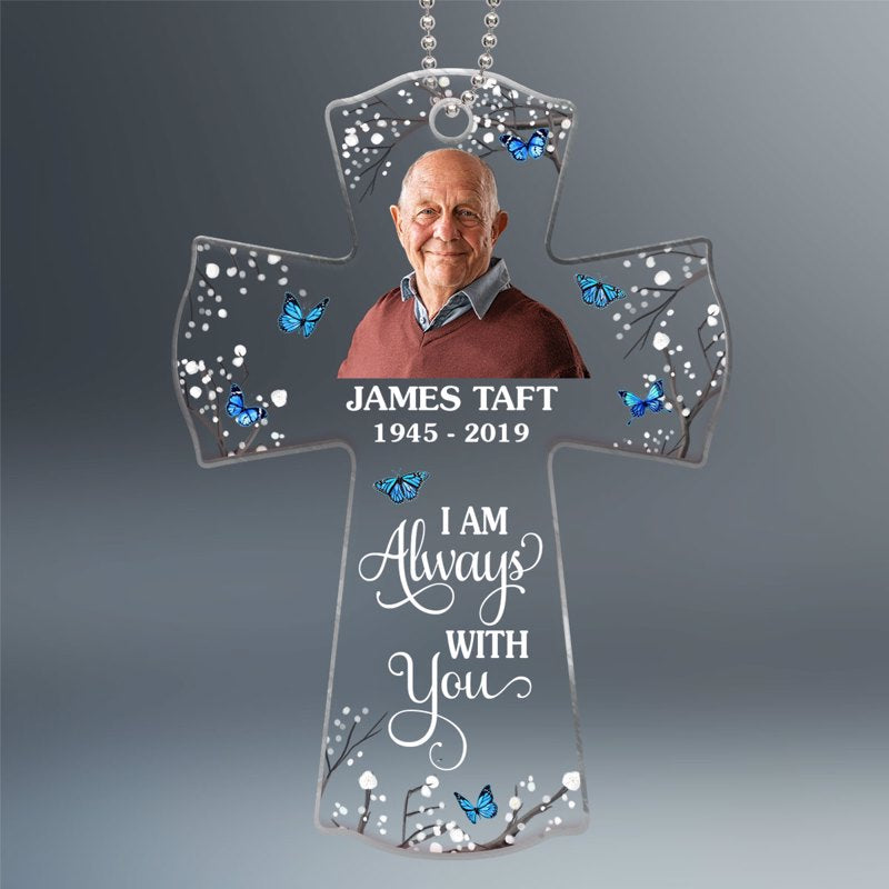 In Loving Memory Memorial Cross Personalized Photo Acrylic Ornament