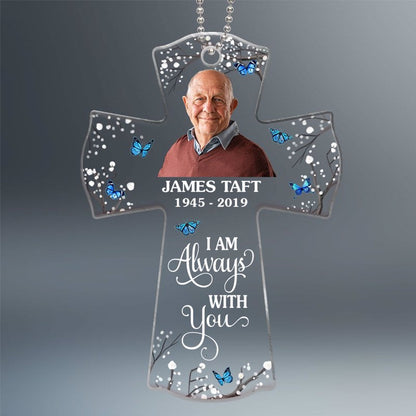 In Loving Memory Memorial Cross Personalized Photo Acrylic Ornament