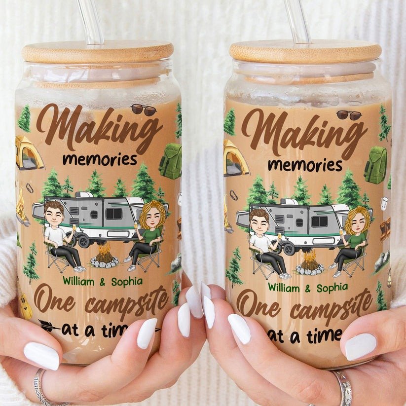 Camping Lovers - Making Memories One Campsite At A Time - Personalize Drinking Jar - The Next Custom Gift