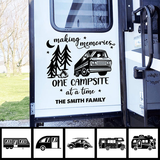 Camping Lovers - Making Memories One Campsite At A Time - Personalized RV Decal - The Next Custom Gift
