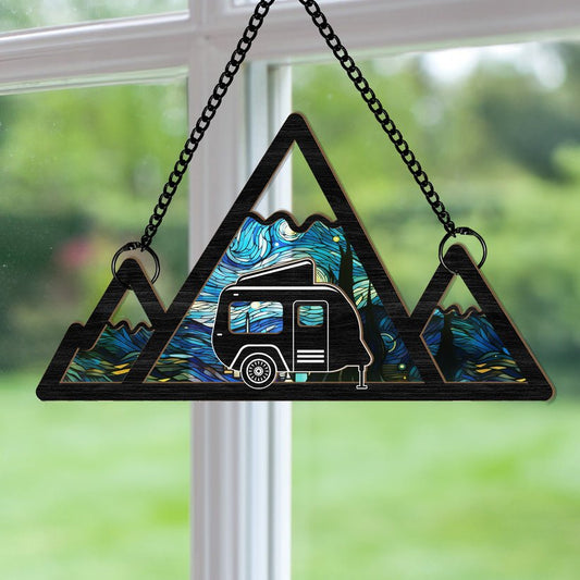 Camping Lovers - Mountain Camping - Personalized Window Hanging Suncatcher Ornament - The Next Custom Gift