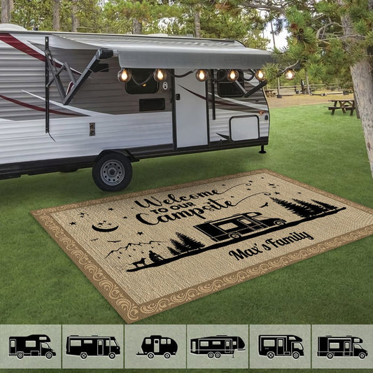 Camping Lovers - Welcome To Our Campsite - Personalized Patio Rug - The Next Custom Gift