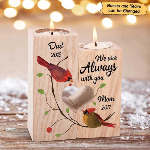Always With You Cardinal Memorial Personalized Candle Holder