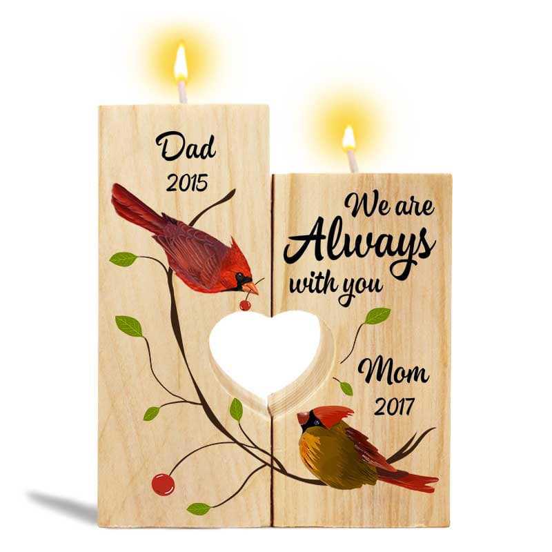 Always With You Cardinal Memorial Personalized Candle Holder