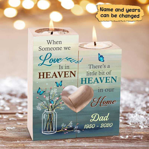 Blue Butterfly In Heaven Memorial Personalized Candle Holder