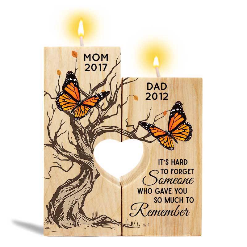 Butterfly Hard To Forget Memorial Personalized Candle Holder