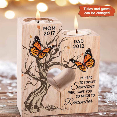 Butterfly Hard To Forget Memorial Personalized Candle Holder
