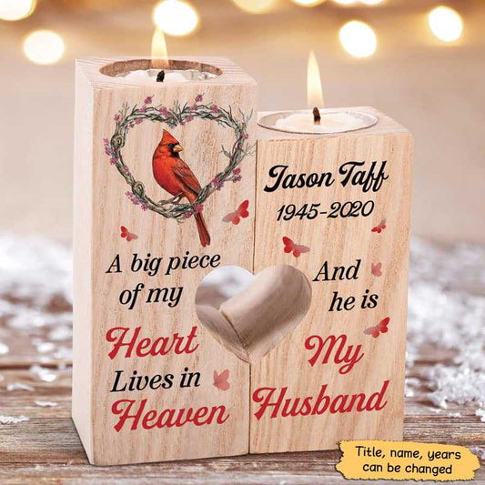 Cardinal A Big Piece Of My Heart Memorial Personalized Candle Holder