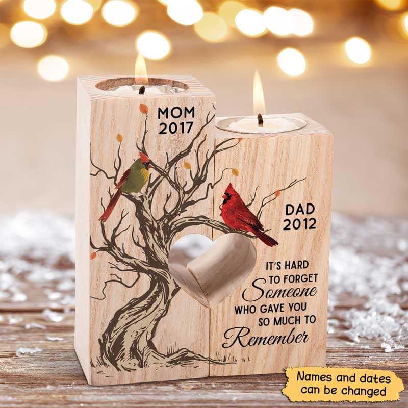 Cardinal Hard To Forget Memorial Personalized Candle Holder