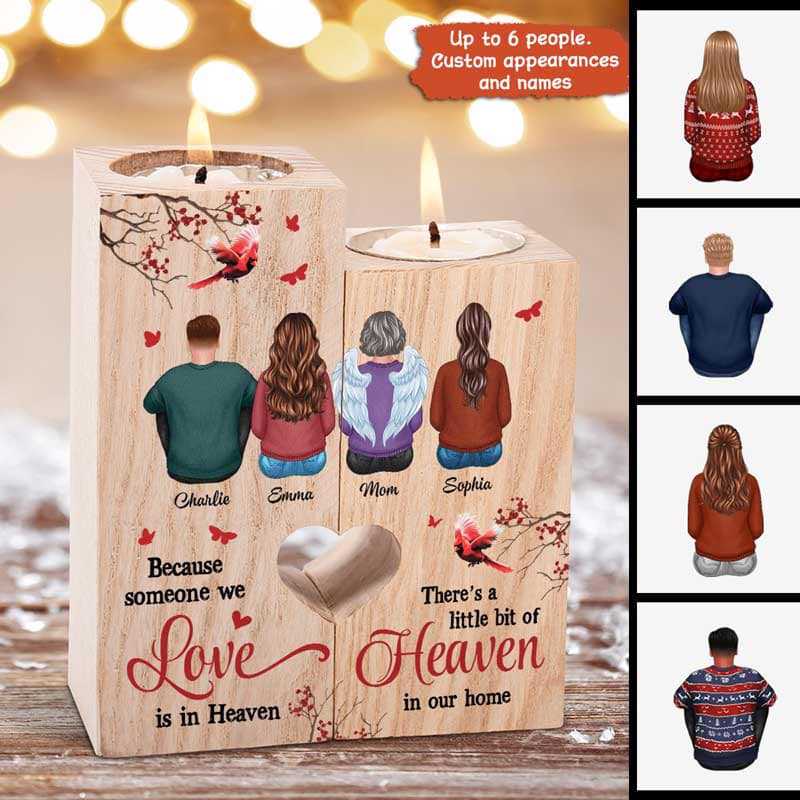 Cherry Branch Cardinal Family Dad Mom Sons Daughters Brothers Sisters Siblings Memorial Personalized Candle Holder