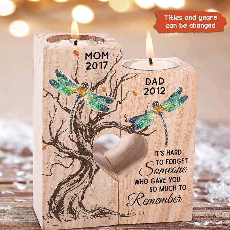 Dragonfly Hard To Forget Memorial Personalized Candle Holder