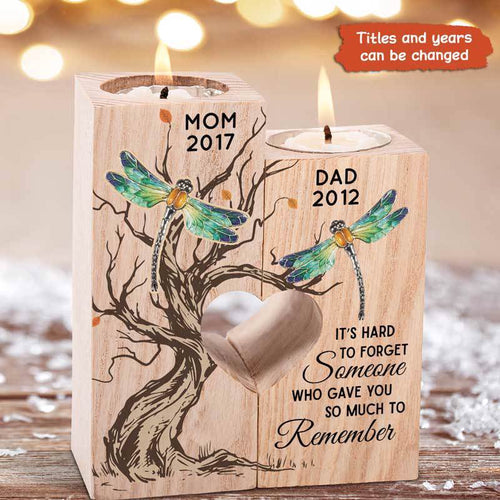 Dragonfly Hard To Forget Memorial Personalized Candle Holder