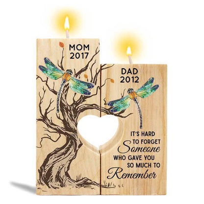 Dragonfly Hard To Forget Memorial Personalized Candle Holder