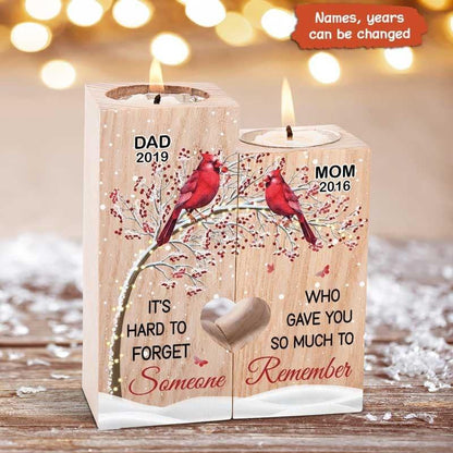 Hard To Forget Berry Tree Cardinal Memorial Personalized Candle Holder