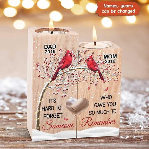 Hard To Forget Berry Tree Cardinal Memorial Personalized Candle Holder