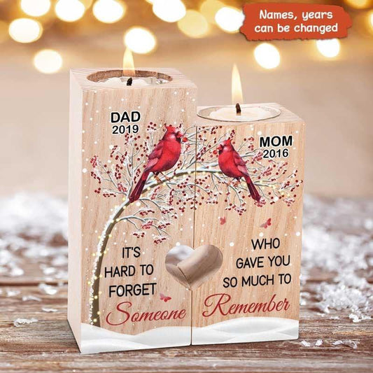 Hard To Forget Berry Tree Cardinal Memorial Personalized Candle Holder
