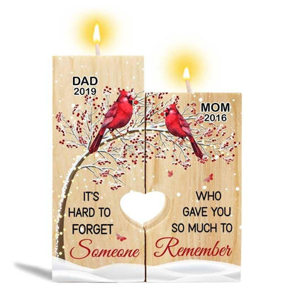 Hard To Forget Berry Tree Cardinal Memorial Personalized Candle Holder