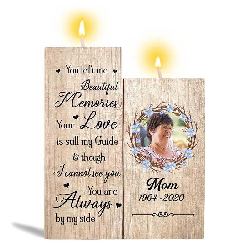 You Left Me Beautiful Memories Photo Memorial Personalized Candle Holder