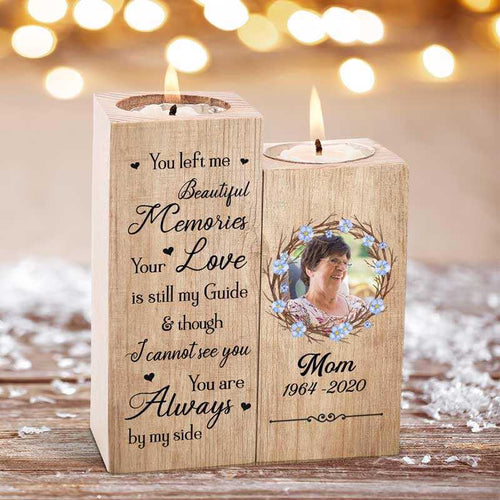 You Left Me Beautiful Memories Photo Memorial Personalized Candle Holder